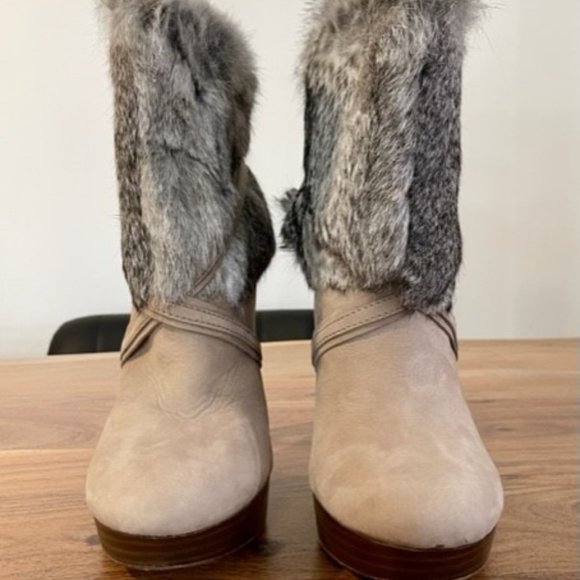 Coach Athena Soft Nubuck Leather & Rabbit Fur Boots - Picture 3 of 12